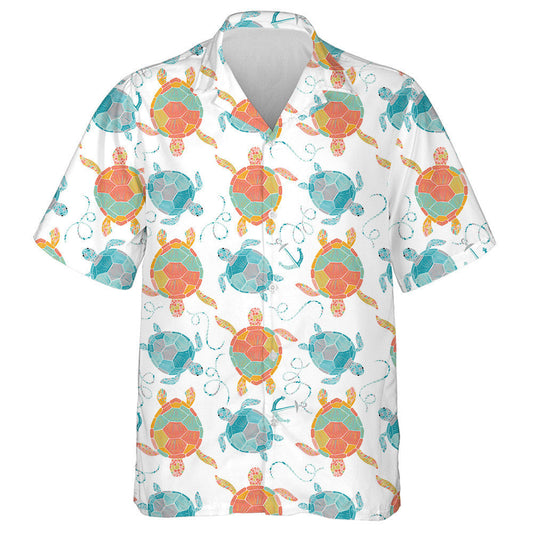 Sea Turtles And Tropical Fish On White Hawaiian Shirt, Hawaiian Shirt Gift, Christmas Gift