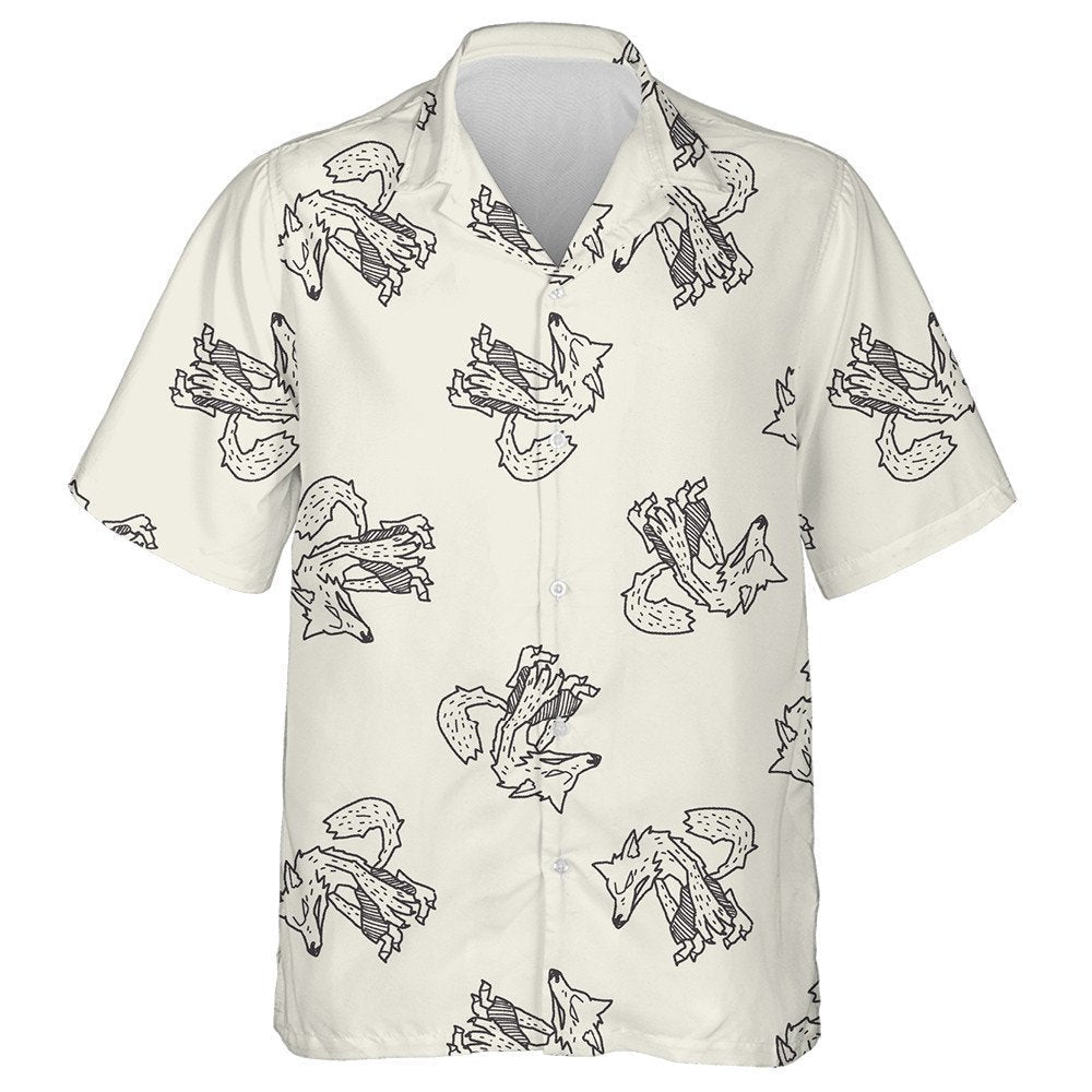 Werewolf Doodle On Light Grey Background Hawaiian Shirt, Hwaiian For Gift