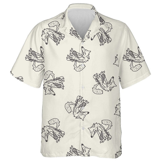 Werewolf Doodle On Light Grey Background Hawaiian Shirt, Hwaiian For Gift