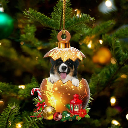 Australian-Shepherd In Golden Egg Christmas Ornament, Pet Love Gift, Christmas Ornament, Christmas Gift