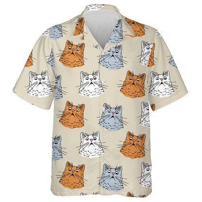Surprised Heads Of Cats On Gray Background Hawaiian Shirt, Hawaiian Shirt Gift, Christmas Gift
