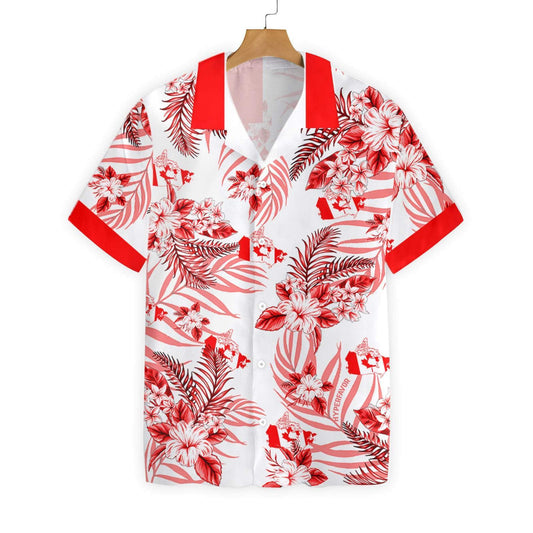 Canada Proud On White Background Pattern Hawaiian Shirt, Hawaiian For Gift