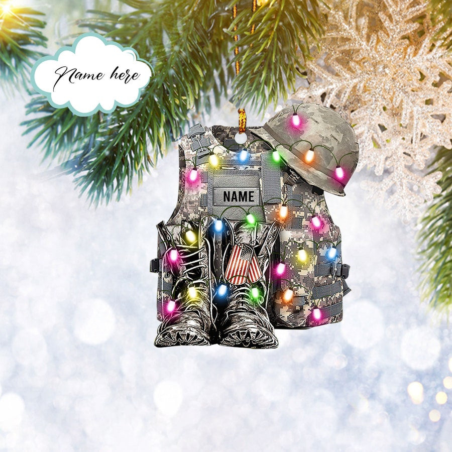 Méadaíonn Cúlphaca Saighdiúir Sean-Arm an Chustaim Ornáid Míleata 2D Árasán, Ornáid Crann Nollag, Maisiú Baile, Bronntanas Nollag, Maisiú Nollag