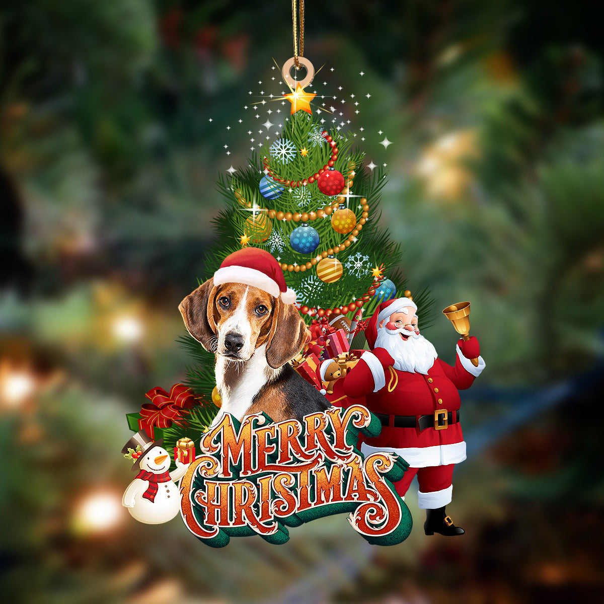 Beagle 3-Christmas Tree&Dog Hanging Christmas Plastic Hanging Ornament, Christmas Ornament Gift, Christmas Gift, Christmas Decoration