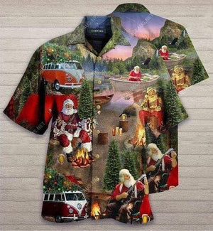 Design Hawaiian Shirt Santa Claus Camping On Christmas, Hawaiian Shirt Gift, Christmas Gift