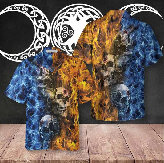 Bronntanas Dóiteáin Agus Uisce Gotach Skull Do Léine Haváís Oíche Shamhna, Bronntanas Léine Haváís, Bronntanas Nollag