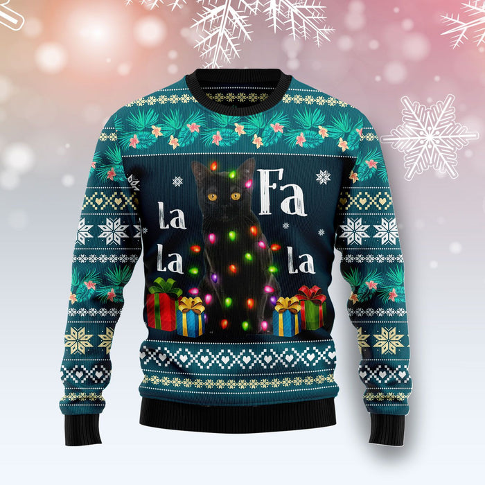 Black Cat Falalala Ugly Christmas Sweater, Christmas Ugly Sweater,Christmas Gift,Gift Christmas 2022