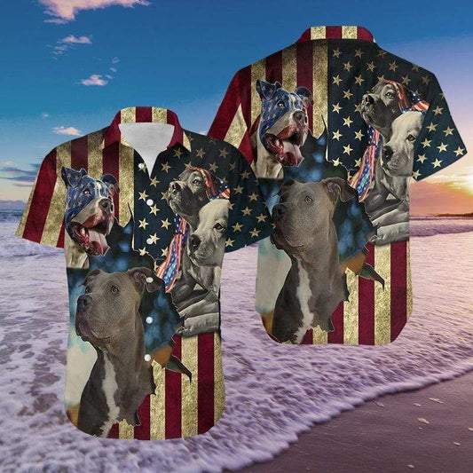 Buy Pitbull Protect American Hawaiian Shirts-Hawaiian Shirt Gift, Christmas Gift
