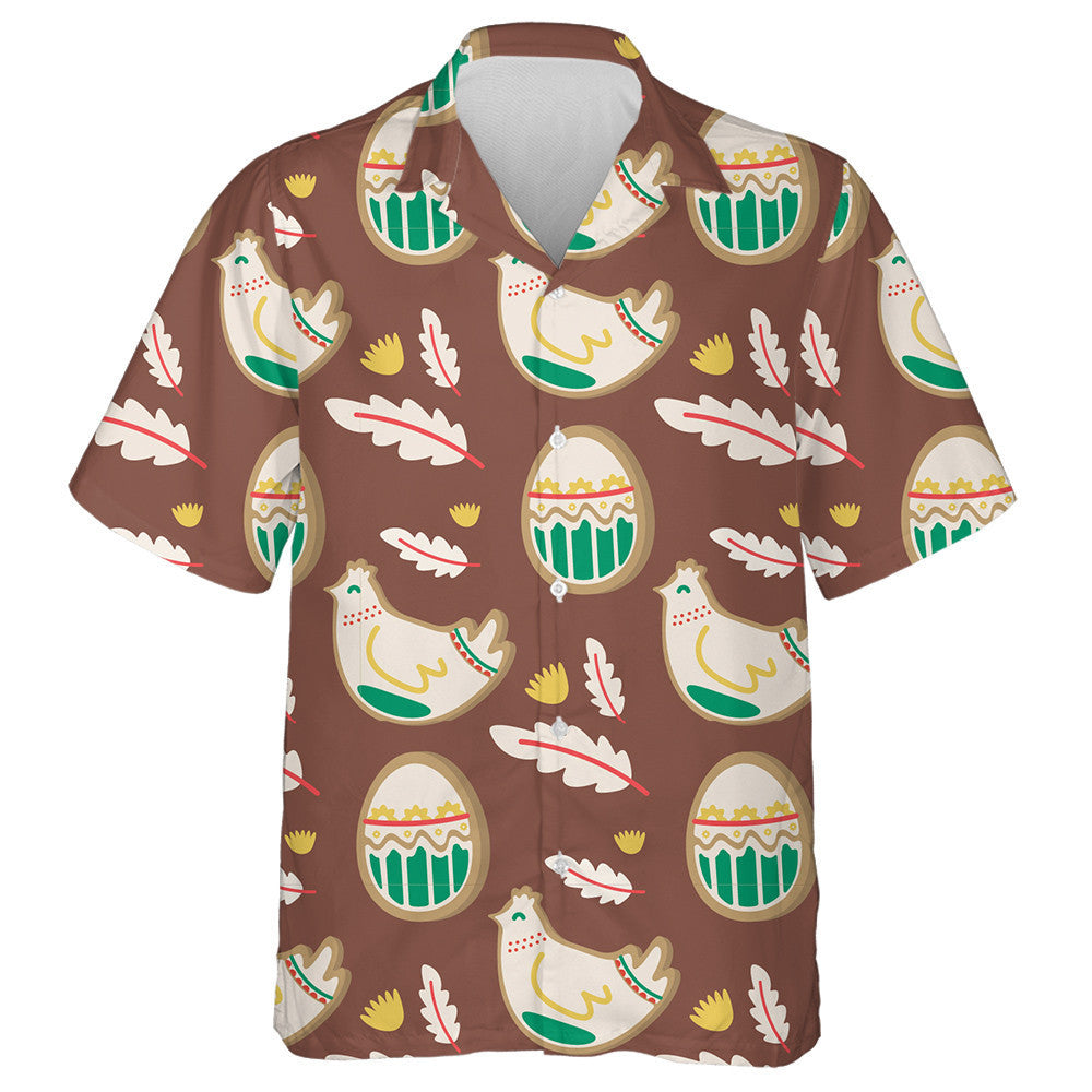 Lovely Chickens With Funny Eggs And Feathers Hawaiian Shirt, Hawaiian Shirt Gift, Christmas Gift