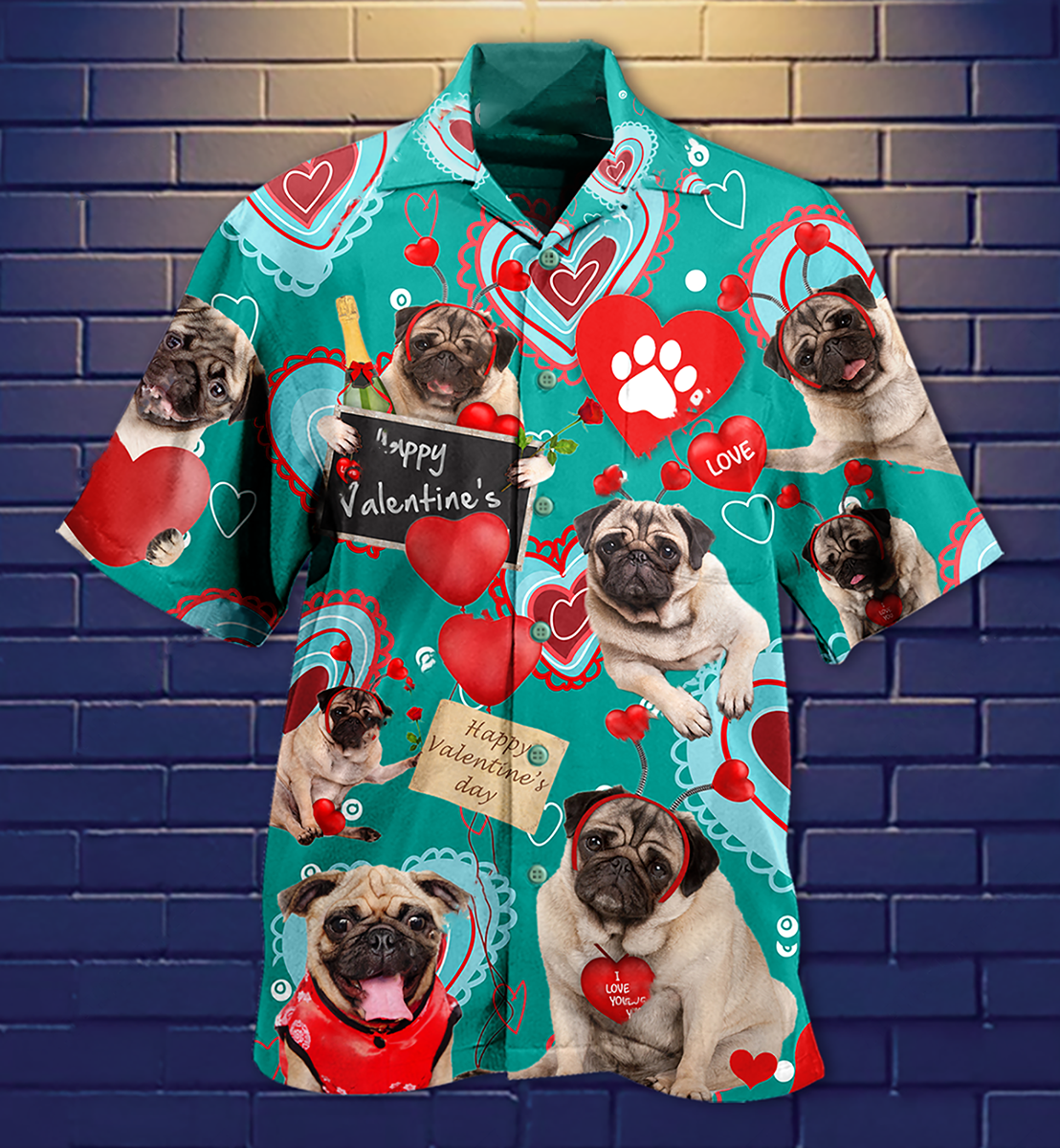 Dogs Happy Valentine - Hawaiian Shirt_Hawaiian Shirt Gift, Christmas Gift