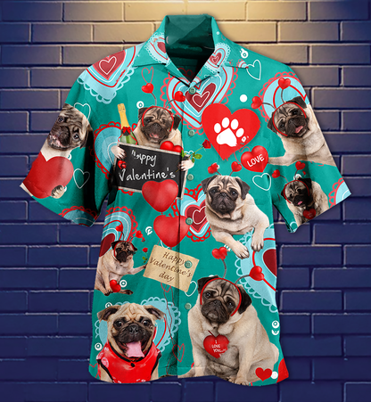 Dogs Happy Valentine - Hawaiian Shirt_Hawaiian Shirt Gift, Christmas Gift