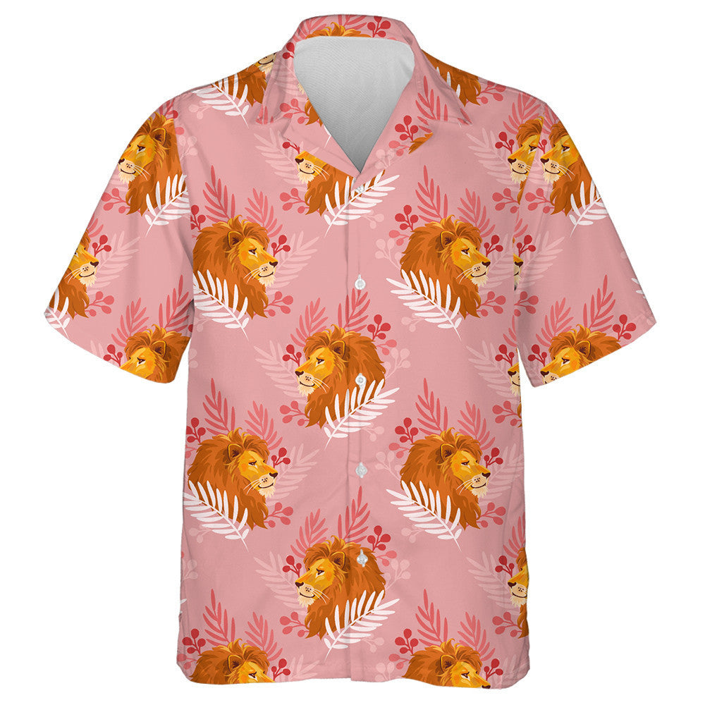 Beautiful Lion Head With Flower And Leaf Hawaiian Shirt, Hawaiian Shirt Gift, Christmas Gift