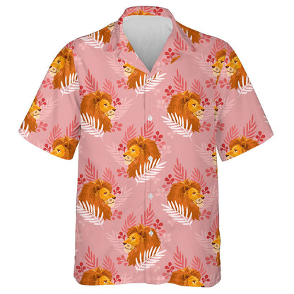 Beautiful Lion Head With Flower And Leaf Hawaiian Shirt, Hawaiian Shirt Gift, Christmas Gift