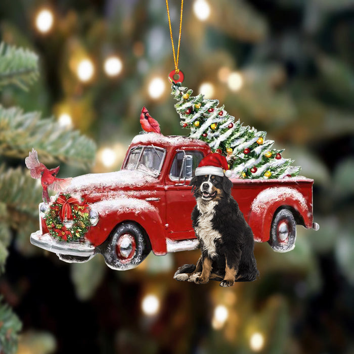 Bernese Mountain Dog-Cardinal & Truck Two Sided Christmas Plastic Hanging Ornament, Christmas Ornament Gift, Christmas Gift, Christmas Decoration