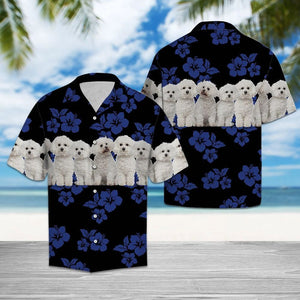 Awesome Bichon Frise Dog Group On Hibiscus Pattern Hawaiian Shirt, Hawaiian Shirt Gift, Christmas Gift