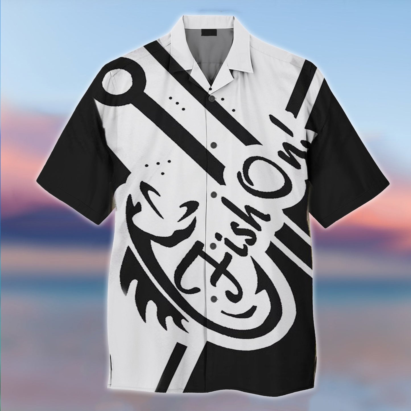 Fish On Black And White Nice Ornamental Hawaiian Shirt, Hawaiian Shirt Gift, Christmas Gift