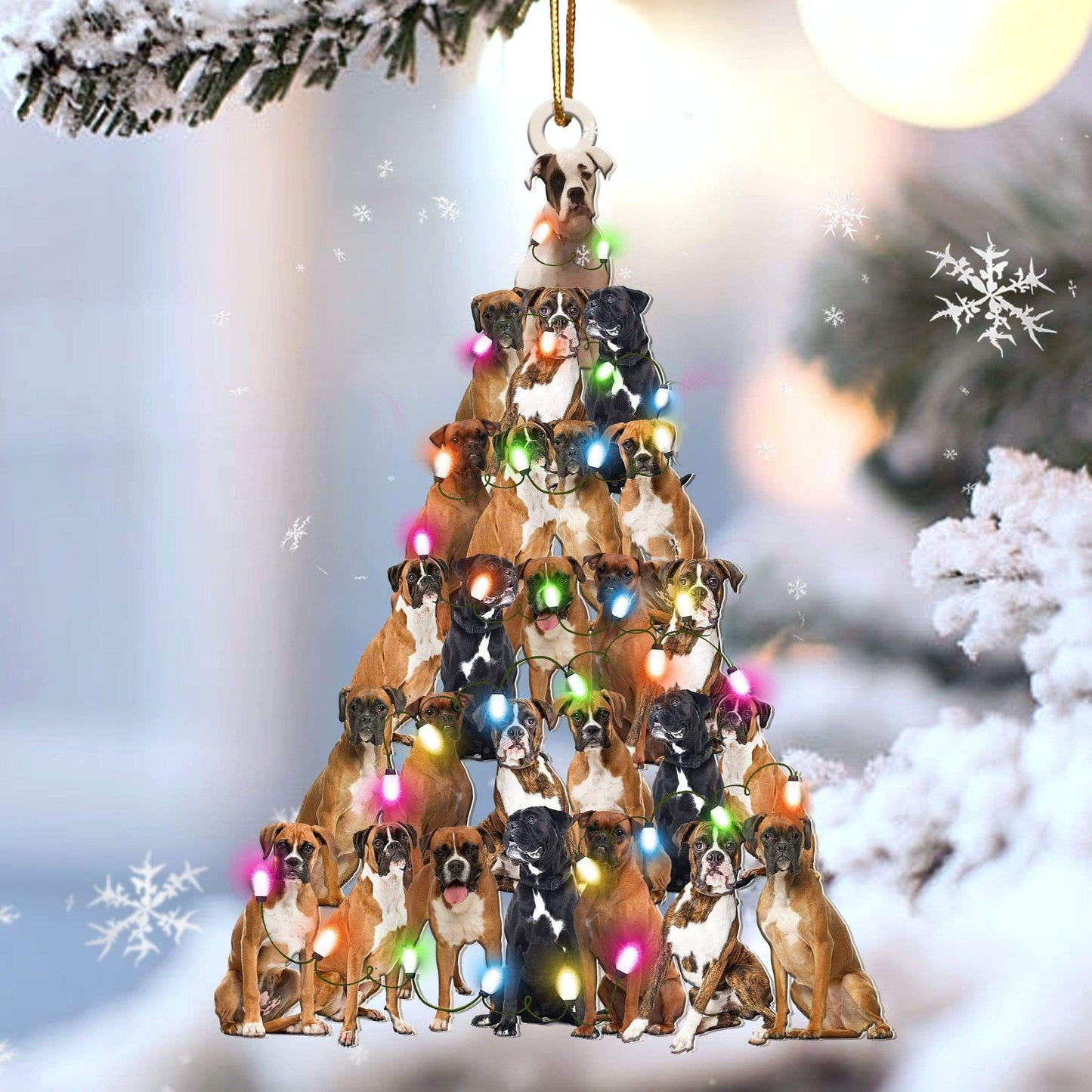 Boxer lovely tree gift for boxer lover gift for dog mom Christmas Plastic Hanging Ornament, Christmas Ornament Gift, Christmas Gift, Christmas Decoration