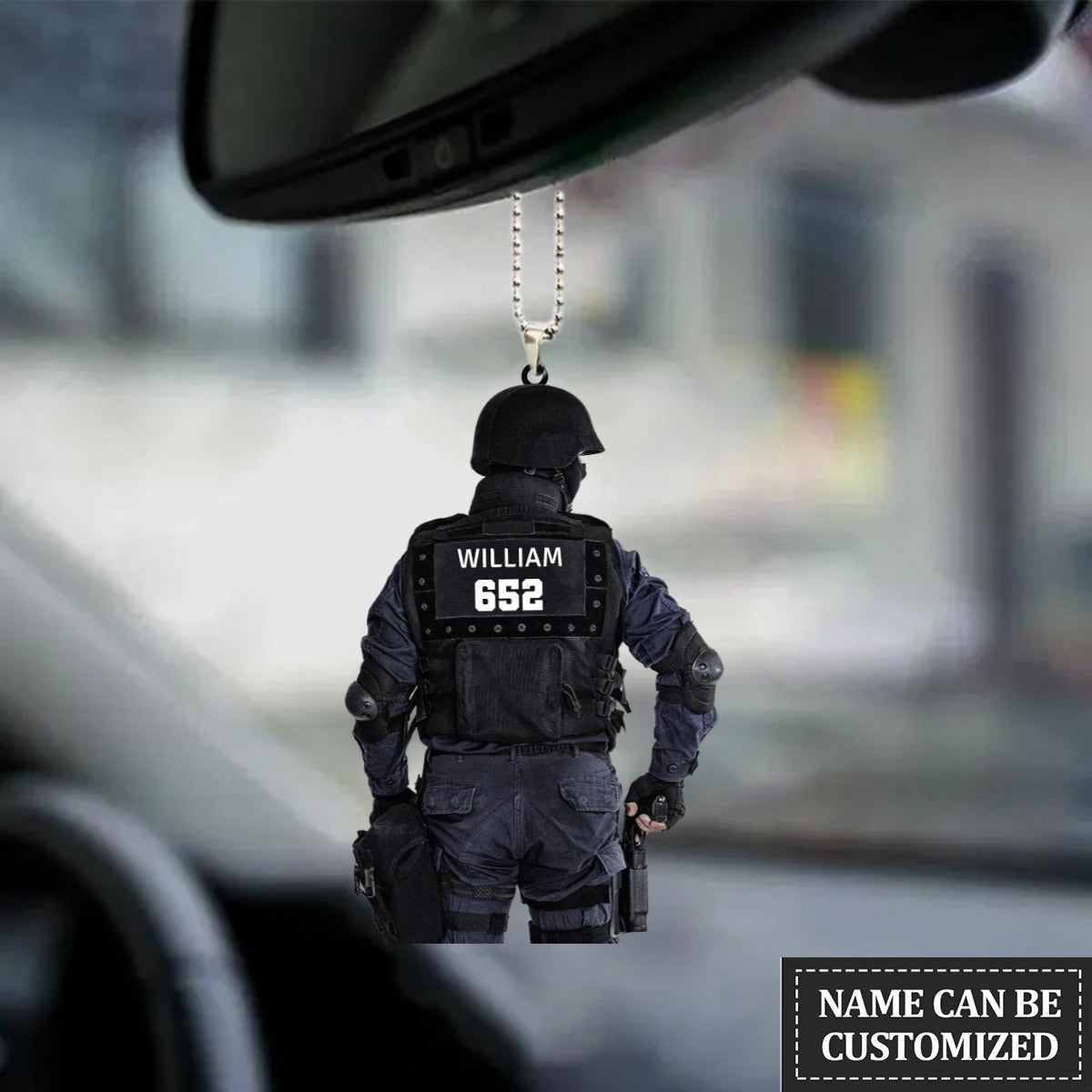 Personalized Flat Acrylic Ornament Police Gift Car Hanging Ornament, Christmas Decoration