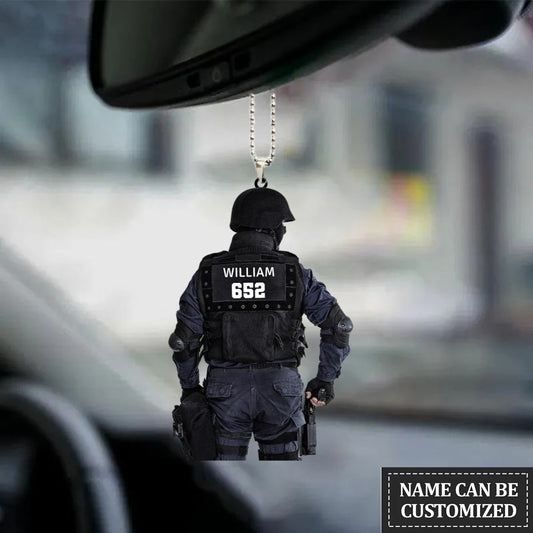 Personalized Flat Acrylic Ornament Police Gift Car Hanging Ornament, Christmas Decoration