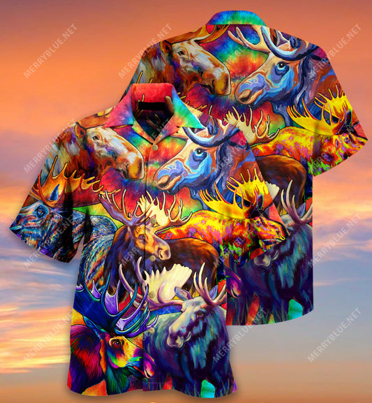 Corlorful Mooses Hawaiian Shirt, Hwaiian For Gift