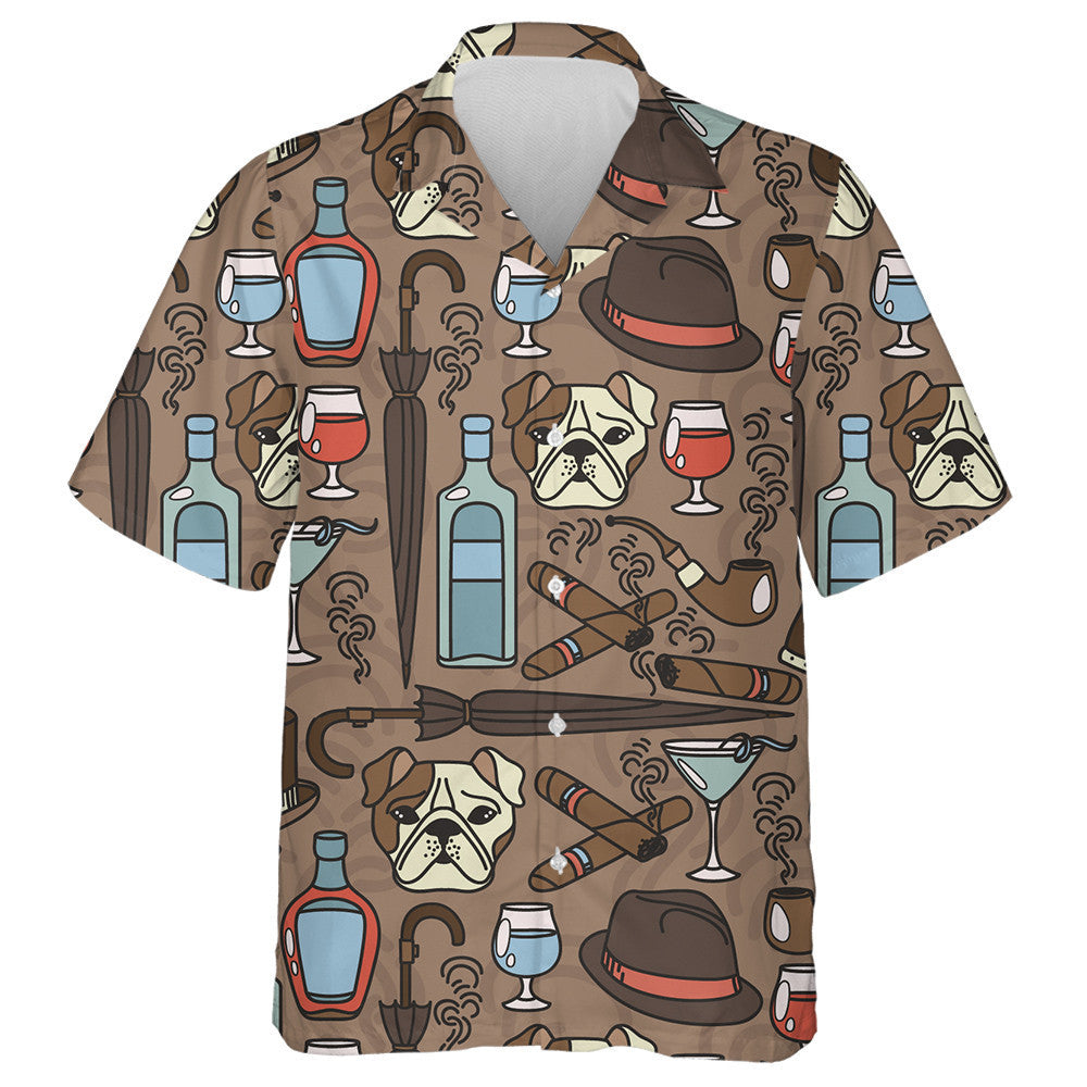 Gentleman's Club With Dogs In Cartoon Background Hawaiian Shirt, Hawaiian Shirt Gift, Christmas Gift