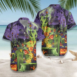 Fright Night Witch Hour Halloween Dramatic Hawaiian Shirt,Hawaiian Shirt Gift, Christmas Gift