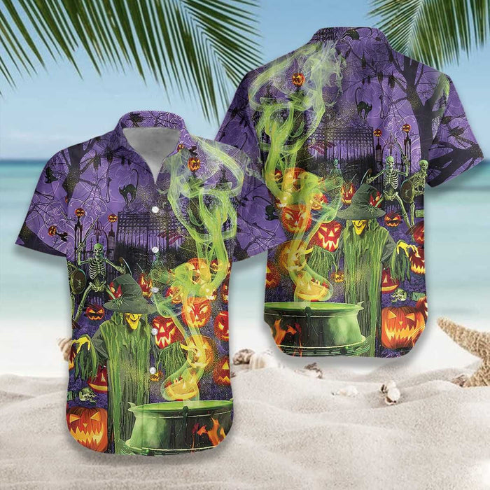 Fright Night Witch Hour Halloween Dramatic Hawaiian Shirt,Hawaiian Shirt Gift, Christmas Gift