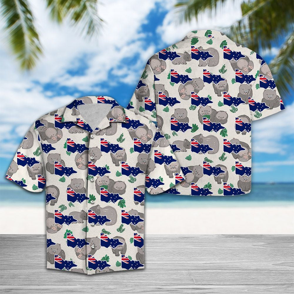 Flag Of Victoria Wombat Cartoon Pattern Hawaiian Shirt,Hawaiian Shirt Gift, Christmas Gift
