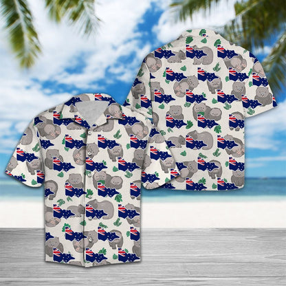 Flag Of Victoria Wombat Cartoon Pattern Hawaiian Shirt,Hawaiian Shirt Gift, Christmas Gift