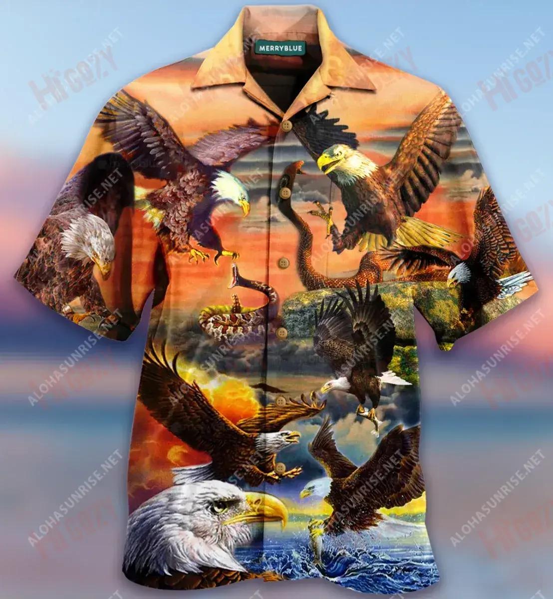 By Blood A Hunter By Heart A King Of Sky Eagle Unisex Short Sleeve Shirt Vacation Hawaiian T Shirts Vintage Hawaiian Shirts Funny Hawaiian Shirts- Hawaiian Shirts -Hawaiian Shirt Gift, Christmas Gift