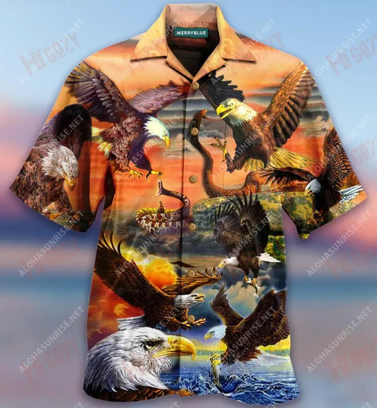 By Blood A Hunter By Heart A King Of Sky Eagle Unisex Short Sleeve Shirt Vacation Hawaiian T Shirts Vintage Hawaiian Shirts Funny Hawaiian Shirts- Hawaiian Shirts -Hawaiian Shirt Gift, Christmas Gift