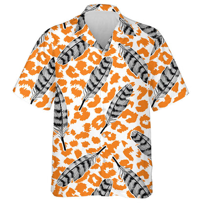 Feathers In Different Positions On Animal Leopard Hawaiian Shirt, Hawaiian Shirt Gift, Christmas Gift