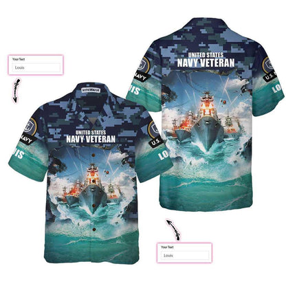 U.S. Navy Veteran Personalized Hawaiian Shirt, Hwaiian For Gift