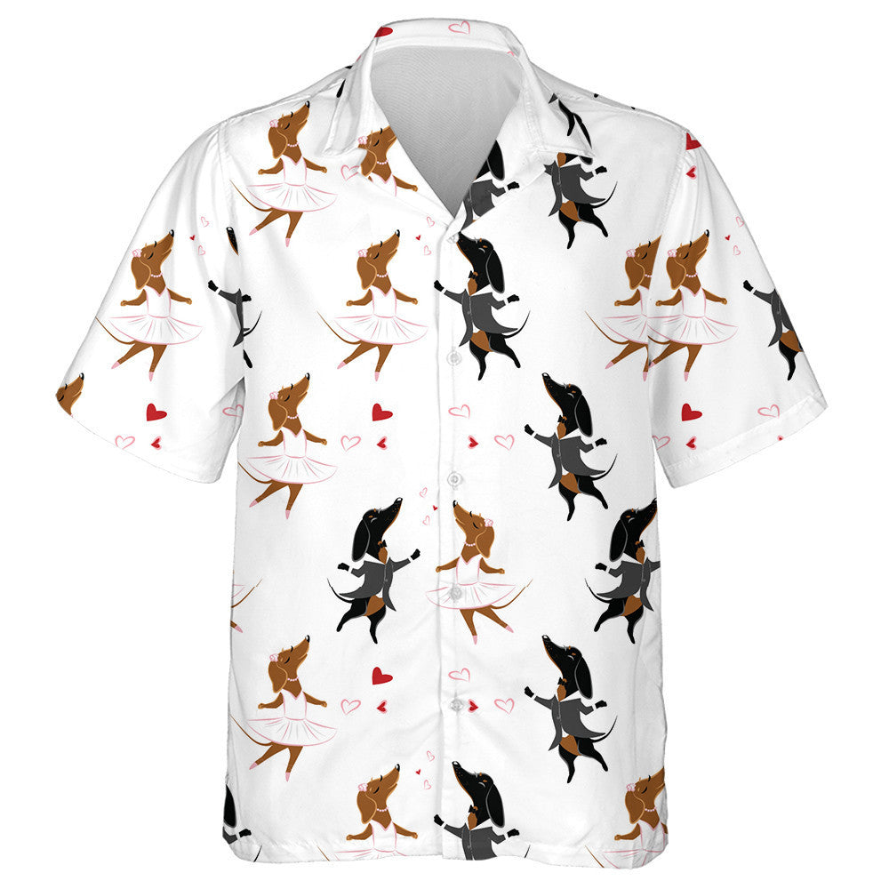 Bride And Groom Dachshund Dancing At The Wedding Hawaiian Shirt, Hawaiian Shirt Gift, Christmas Gift