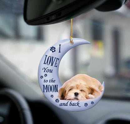 Lhasa Apso moon back Lhasa Apso lover dog moms two sided ornament, Christmas Gift,Christmas Decoration
