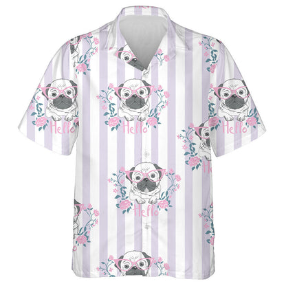 Hello Lovely Bulldog And Pink Flowers Hawaiian Shirt, Hawaiian For Gift