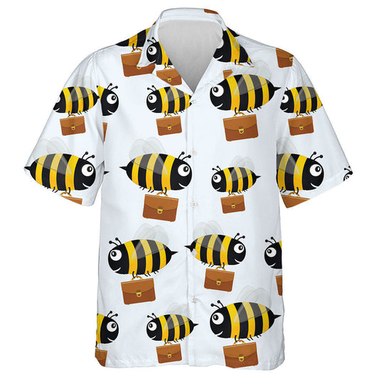 Natural Summer Flying Bees With Briefcases Hawaiian Shirt,Hawaiian Shirt Gift, Christmas Gift