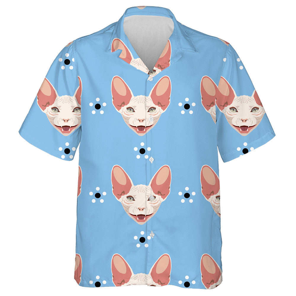 Polka Dot Flowers And Cat's Faces Hawaiian Shirt,Hawaiian Shirt Gift, Christmas Gift