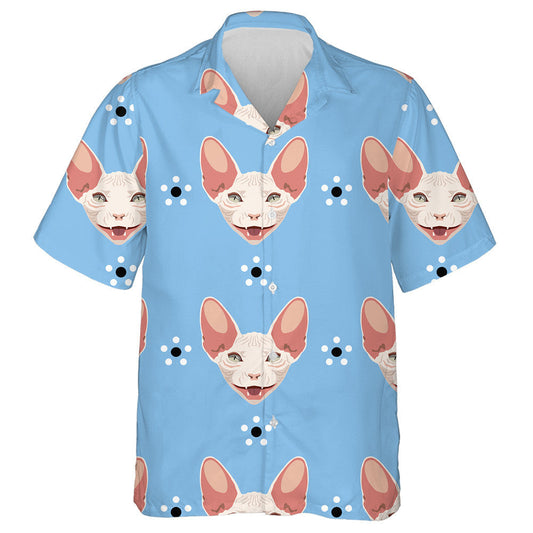 Polka Dot Flowers And Cat's Faces Hawaiian Shirt,Hawaiian Shirt Gift, Christmas Gift