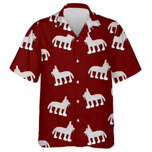 Wolf Drawing On A Dark Red Color Hawaiian Shirt,Hawaiian Shirt Gift, Christmas Gift
