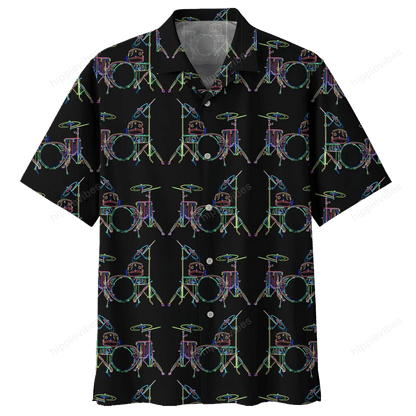 Neon Drum In Black Style Hawaiian Shirt, Hawaiian Shirt Gift, Christmas Gift