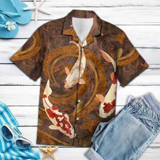 Koi Fish Vintage Awesome Background Design Hawaiian Shirt,Hawaiian Shirt Gift, Christmas Gift