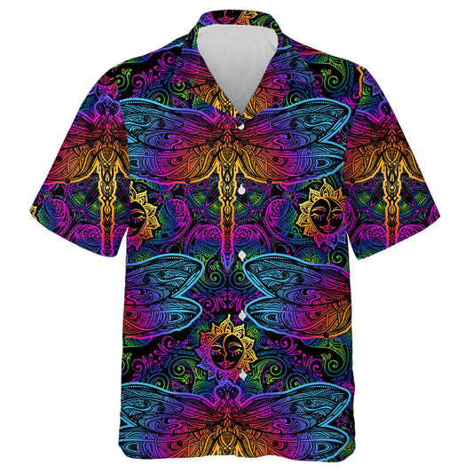 Indian Mandalas Dragonflies Watercolor Style Vintage Hawaiian Shirt, Hawaiian Shirt Gift, Christmas Gift