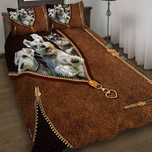 Schnauzer Dog Zipper 3D Quilt Bedding Set  Bedroom Set Bedlinen 3D,Bedding Christmas Gift,Bedding Set Christmas