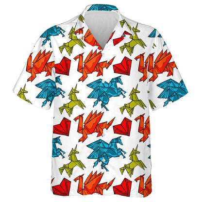 Magical Animals Origami Dragons And Unicorn Hawaiian Shirt, Hawaiian Shirt Gift, Christmas Gift