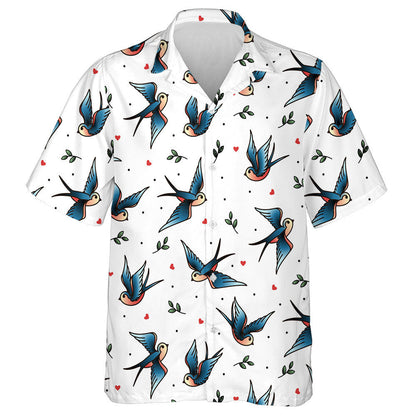 Flying Swallow With Heart And Leaf Hawaiian Shirt,Hawaiian Shirt Gift, Christmas Gift