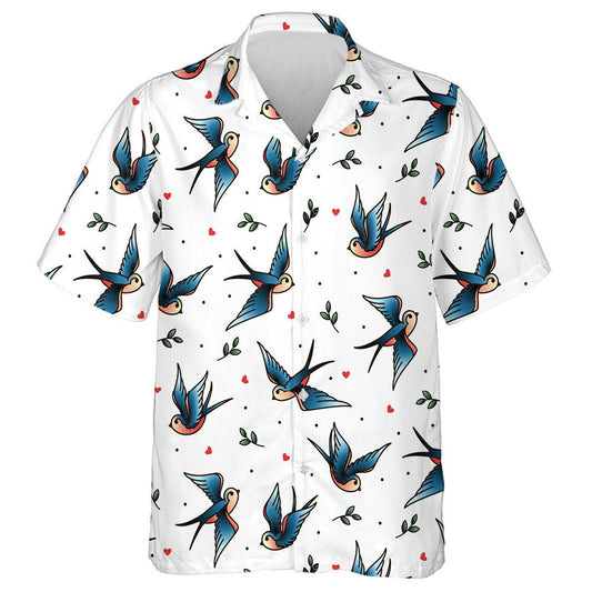 Flying Swallow With Heart And Leaf Hawaiian Shirt,Hawaiian Shirt Gift, Christmas Gift