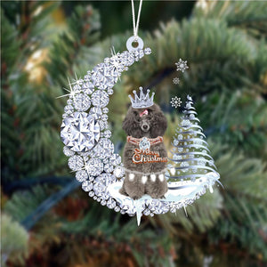 Poodle (13) Diamond Moon Shaped Flat Acrylic Moon Ornament,Christmas Gift,Christmas Decoration