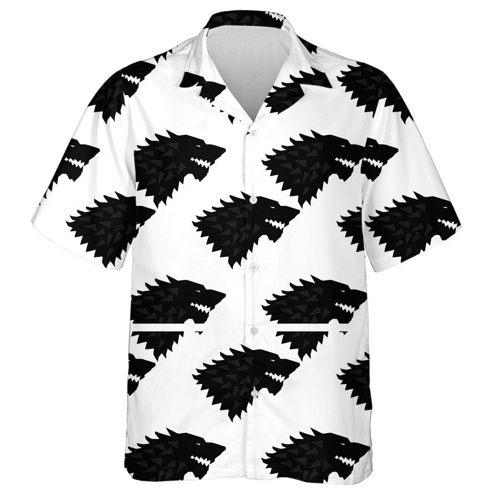 Black Wolf On A White Background Hawaiian Shirt, Hawaiian For Gift