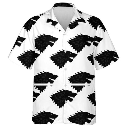 Black Wolf On A White Background Hawaiian Shirt, Hawaiian For Gift